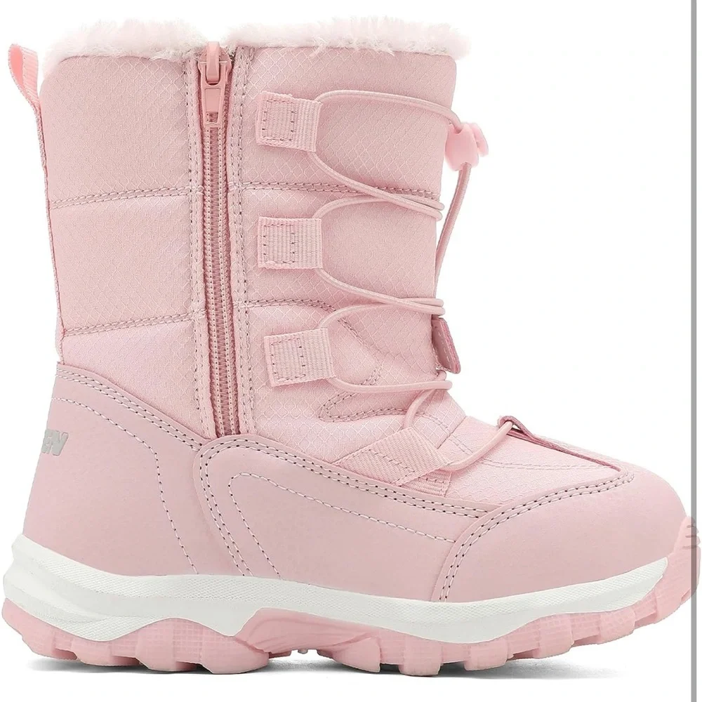 UBFEN Kids Snow Boots Waterproof Warm Winter Shoes Slip Resistant Zipper/ 592